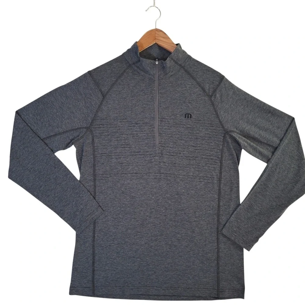 Travis Mathew 1/4 Zip Pullover Mens Medium Charcoal Gray Heather Golf Sweater